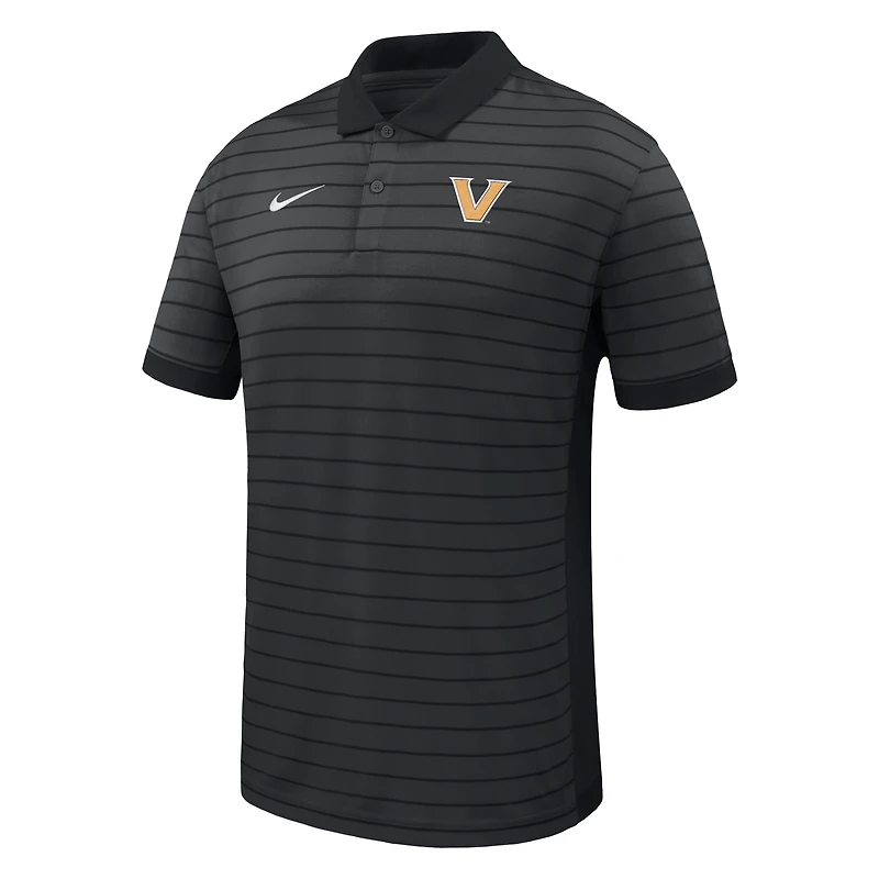 Men's Nike Black Vanderbilt Commodores 2025 Early Season Coaches Sideline Victory Stripe Performance Polo