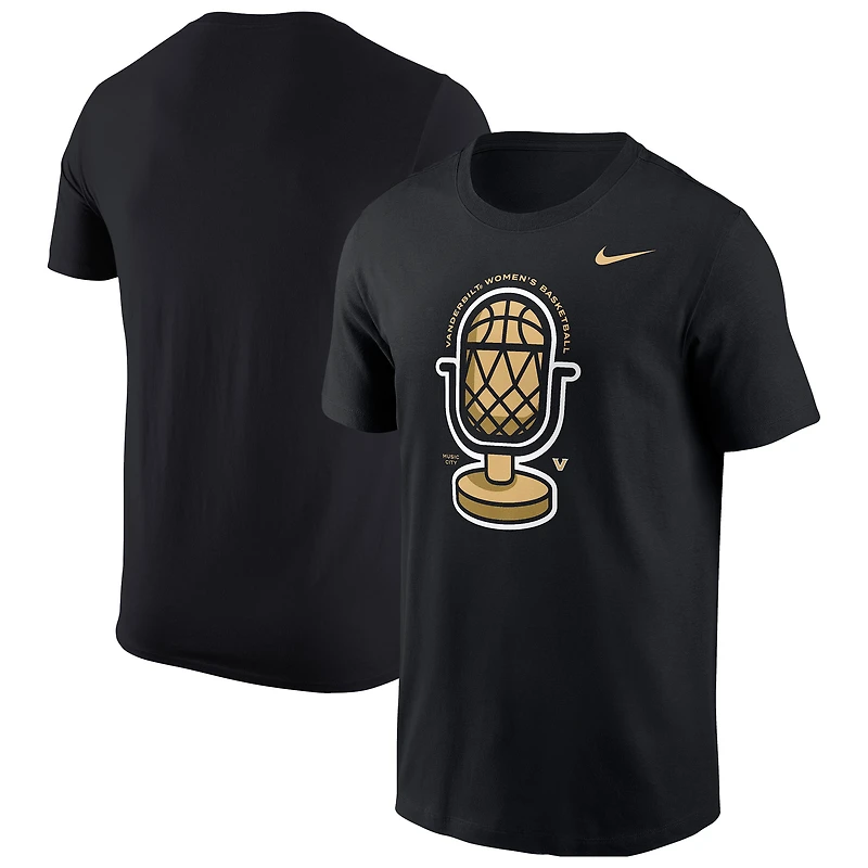 T-shirt de basketball Nike noir pour homme et femme Vanderbilt Commodores