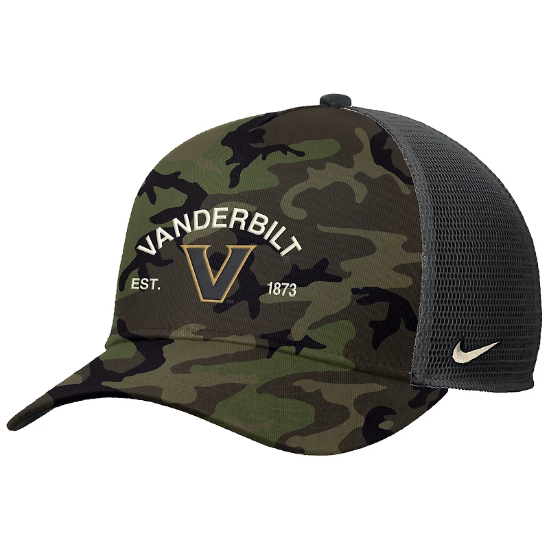 Casquette de camionneur ajustable Nike Camo Vanderbilt Commodores 2025 Military Appreciation Rise pour homme