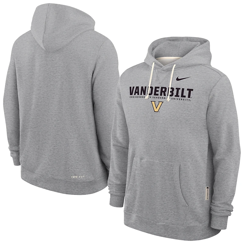 Sweat à capuche Nike Dri-FIT Standard Issue 2025 Sideline pour homme, gris chiné, des Vanderbilt Commodores