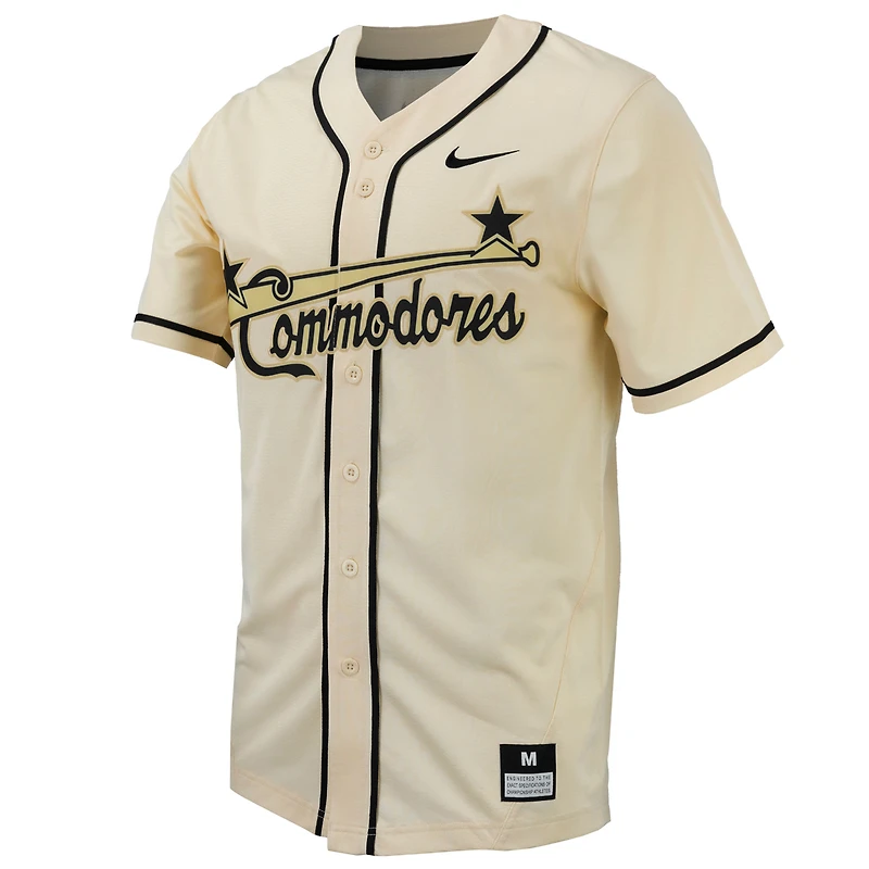 Maillot de baseball à boutons complets Nike Natural Vanderbilt Commodores pour hommes