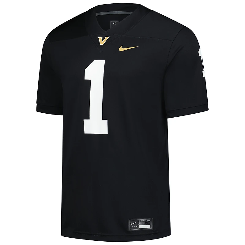 Maillot de match Nike #1 noir Vanderbilt Commodores Untouchable pour homme
