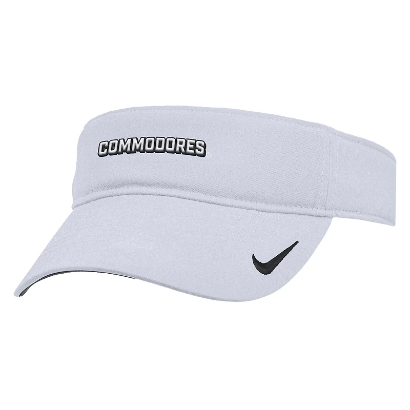 Visière ajustable Nike blanche Vanderbilt Commodores 2025 On-Field Ace Performance pour homme
