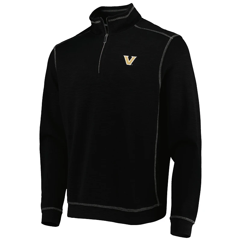 Men's Tommy Bahama Black Vanderbilt Commodores Sport Tobago Bay Tri-Blend Mock Neck Half-Zip Jacket