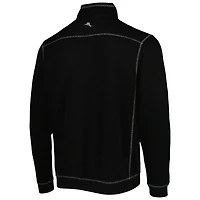 Men's Tommy Bahama Black Vanderbilt Commodores Sport Tobago Bay Tri-Blend Mock Neck Half-Zip Jacket