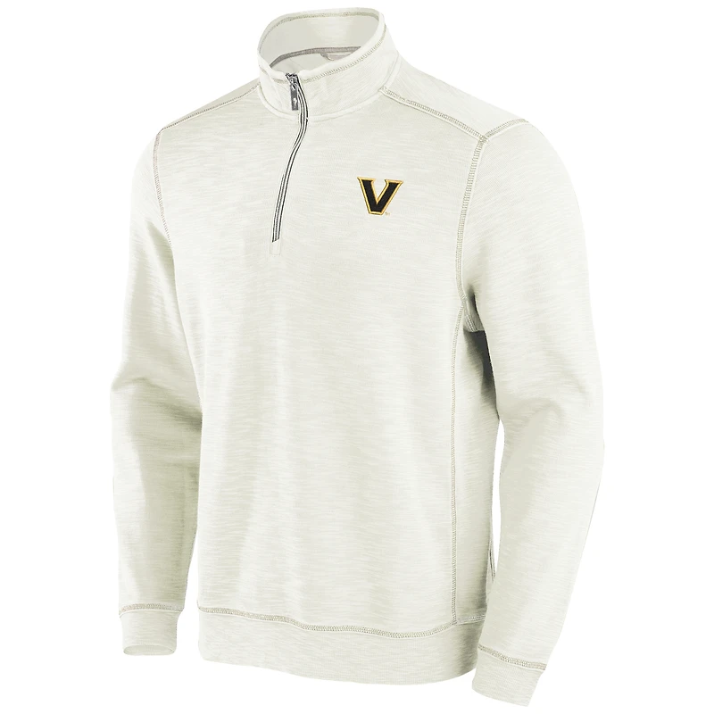 Haut à trois mélanges demi-zip Tommy Bahama crème Vanderbilt Commodores Tobago Bay pour hommes