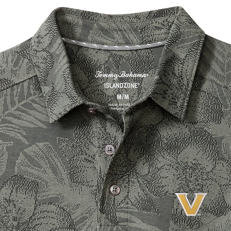 Men's Tommy Bahama Gray Vanderbilt Commodores Palm Fresco Hibiscus IslandZone® Polo