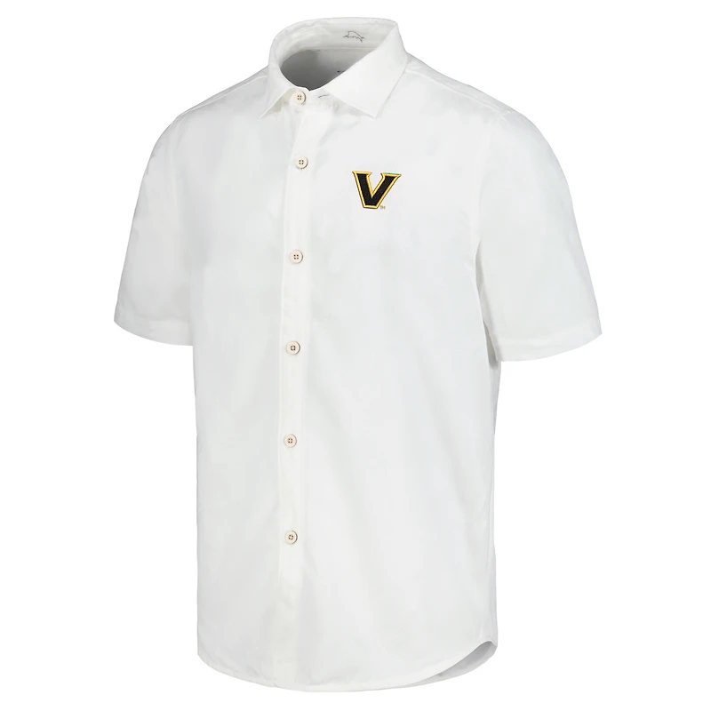 Men's Tommy Bahama White Vanderbilt Commodores Coconut Point Palm Vista IslandZone Camp Button-Up Shirt