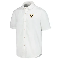 Men's Tommy Bahama White Vanderbilt Commodores Coconut Point Palm Vista IslandZone Camp Button-Up Shirt