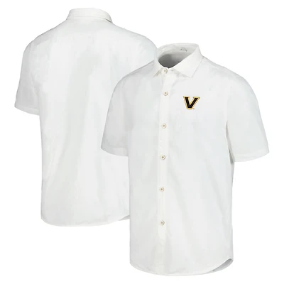 Men's Tommy Bahama White Vanderbilt Commodores Coconut Point Palm Vista IslandZone Camp Button-Up Shirt