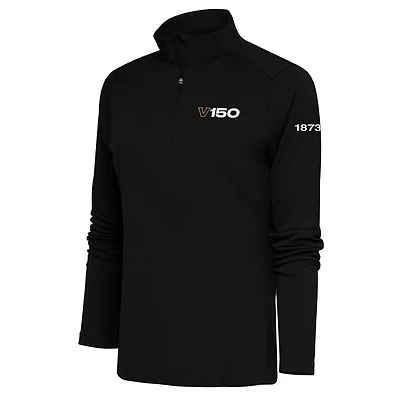 Pull-over demi-zippé noir Antigua pour femme, hommage au 150e anniversaire des Vanderbilt Commodores