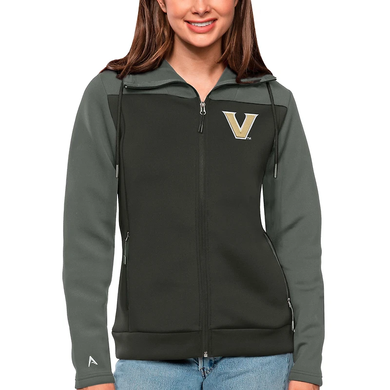 Women's Antigua Steel/Charcoal Vanderbilt Commodores Protect Full-Zip Jacket