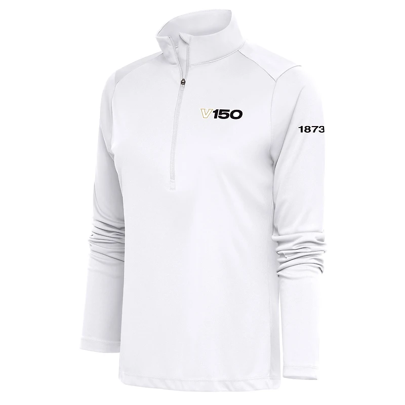 Pull-over demi-zippé blanc Antigua pour femme, hommage au 150e anniversaire des Commodores de Vanderbilt