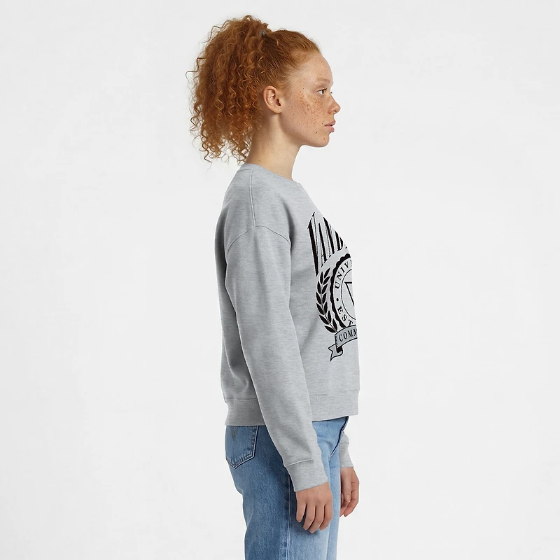 Women's Champion Heather Gray Vanderbilt Commodores Academic Crest Powerblend Crewneck Sweatshirt
