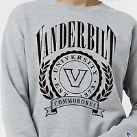 Women's Champion  Heather Gray Vanderbilt Commodores Academic Crest Powerblend Crewneck Sweatshirt