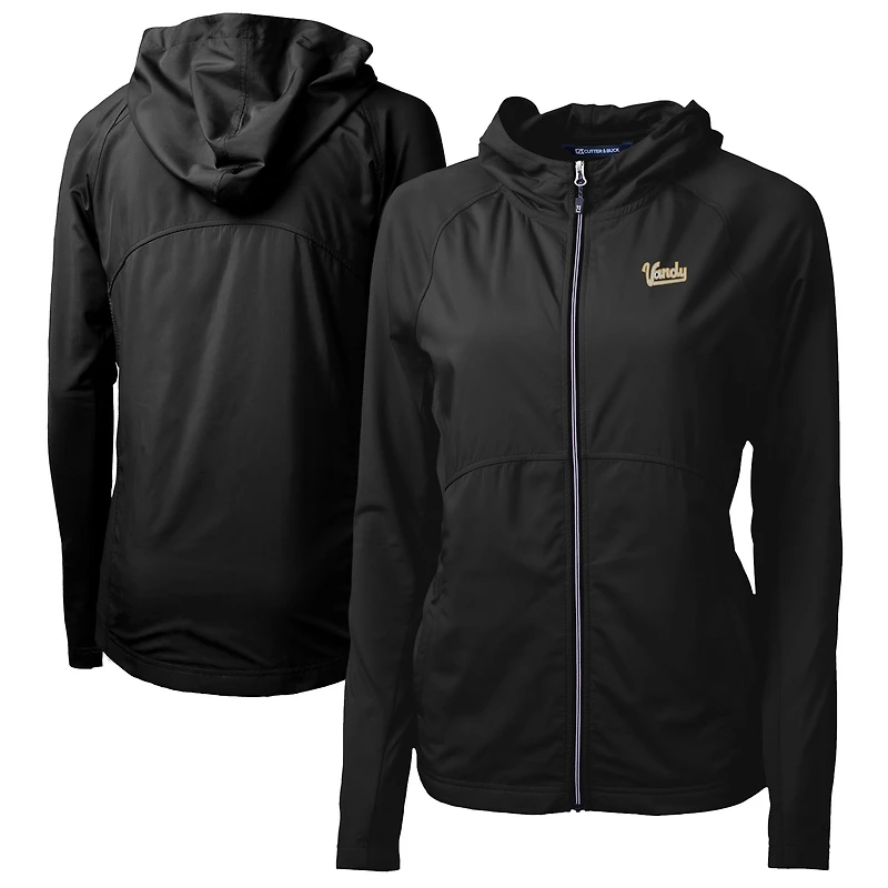 Women's Cutter & Buck Black Vanderbilt Commodores Vault Adapt Eco Knit Hybrid Recycled Full-Zip Hoodie