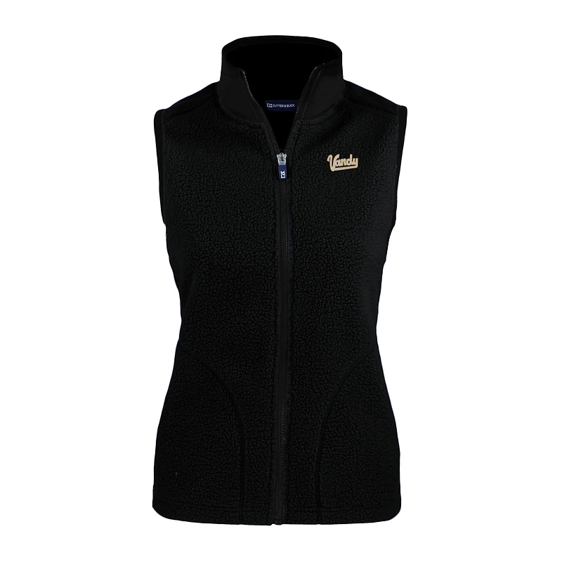 Women's Cutter & Buck  Black Vanderbilt Commodores Vault Cascade Eco Sherpa Fleece Vest