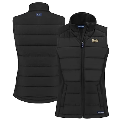 Women's Cutter & Buck  Black Vanderbilt Commodores Vault Evoke Hybrid Eco Softshell Recycled Full-Zip Vest