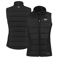 Women's Cutter & Buck  Black Vanderbilt Commodores Vault Evoke Hybrid Eco Softshell Recycled Full-Zip Vest