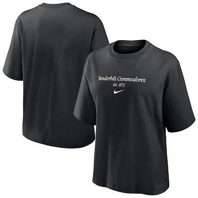 T-shirt Nike noir Vanderbilt Commodores Boxy pour femme