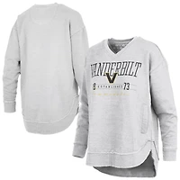 Sweat-shirt poncho à col en V pour femme, gris chiné, Pressbox, Vanderbilt Commodores Marcus East Hall