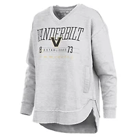 Women's Pressbox  Heather Gray Vanderbilt Commodores Marcus East Hall Poncho V-Neck Sweatshirt