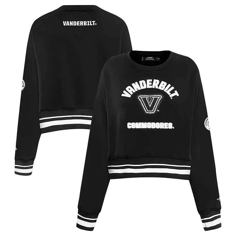 Women's Pro Standard Black Vanderbilt Commodores Pearl Cropped Pullover Sweatshirt