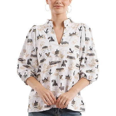 Haut Eliza pour femme Smith & Quinn, collection Tailgate Vanderbilt Commodores, doré/blanc
