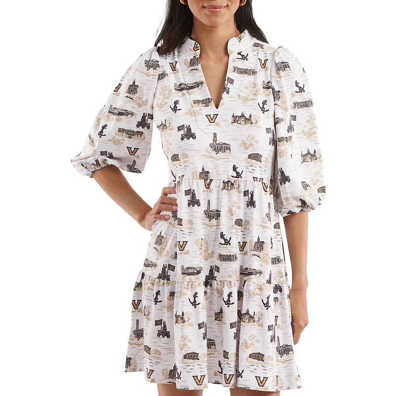 Robe blanche/dorée pour femme Smith & Quinn de la collection Tailgate des Commodores Vanderbilt