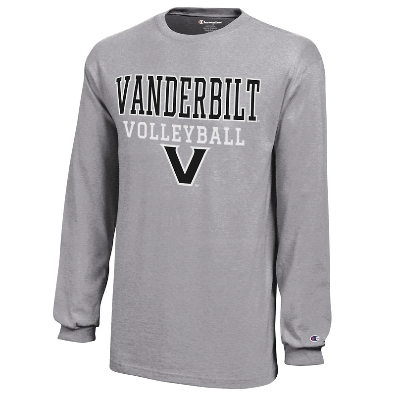 T-shirt de volley-ball à manches longues avec logo empilé des Commodores Vanderbilt, champion jeunes