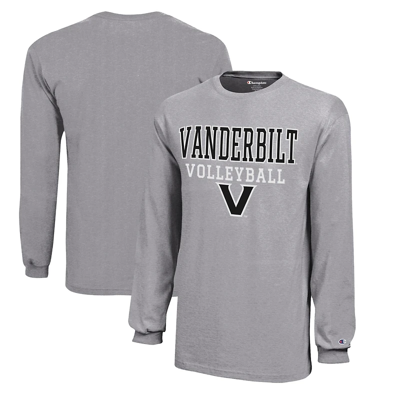 T-shirt de volley-ball à manches longues avec logo empilé des Commodores Vanderbilt, champion jeunes