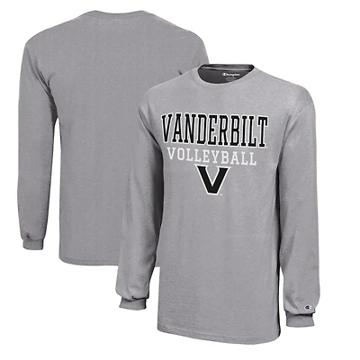 T-shirt de volley-ball à manches longues avec logo empilé des Commodores Vanderbilt, champion jeunes