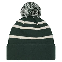 Men's New Era  Green VCARB Striped Sport Cuffed Knit Hat with Pom