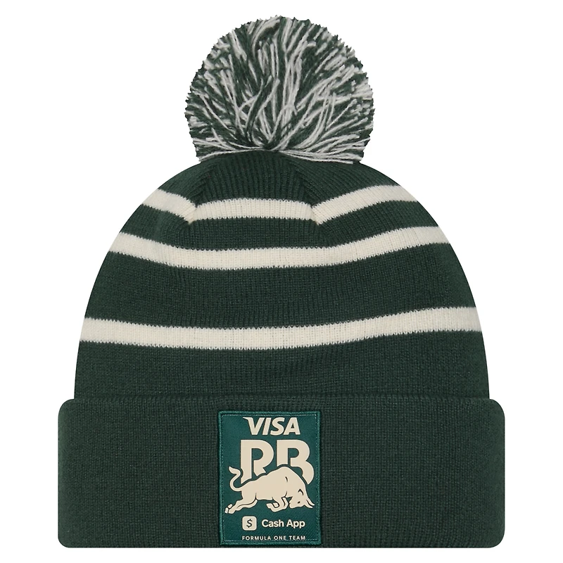 Men's New Era Green VCARB Striped Sport Cuffed Knit Hat with Pom