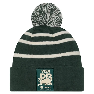 Men's New Era  Green VCARB Striped Sport Cuffed Knit Hat with Pom
