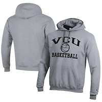 Men's Champion  Gray VCU Rams Icon Logo Basketball Eco Powerblend Pullover Hoodie