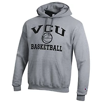 Men's Champion  Gray VCU Rams Icon Logo Basketball Eco Powerblend Pullover Hoodie