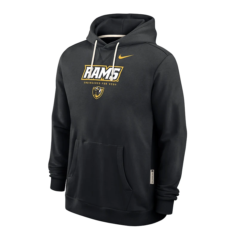 Men's Nike Black VCU Rams 2025 Sideline Standard Issue Dri-FIT Hoodie