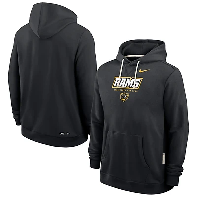 Sweat à capuche Nike noir VCU Rams 2025 Sideline Standard Issue Dri-FIT pour homme