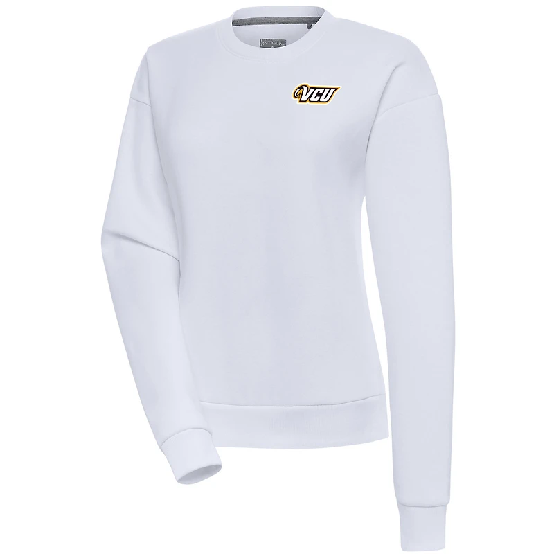 Women's Antigua White VCU Rams Victory Pullover Sweatshirt