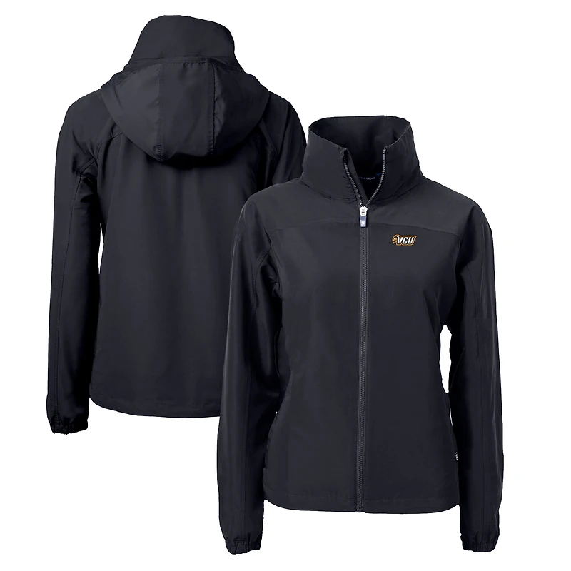 Women's Cutter & Buck  Black VCU Rams Charter Eco Recycled Full-Zip Jacket