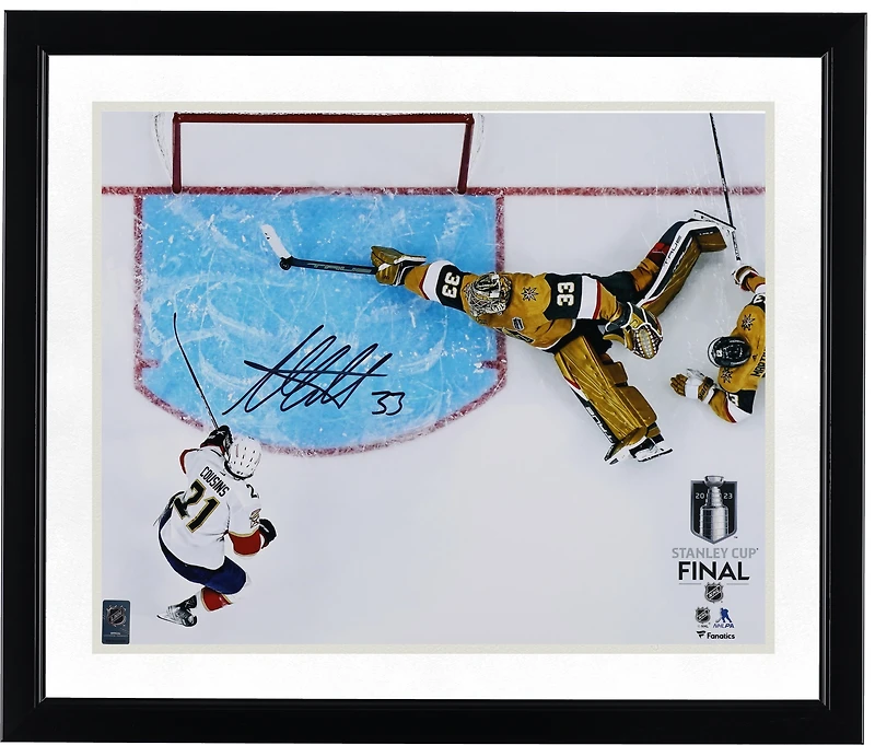 Adin Hill Vegas Golden Knights Autographed 16" x 20" 2023 Stanley Cup Final Game One Save Photograph