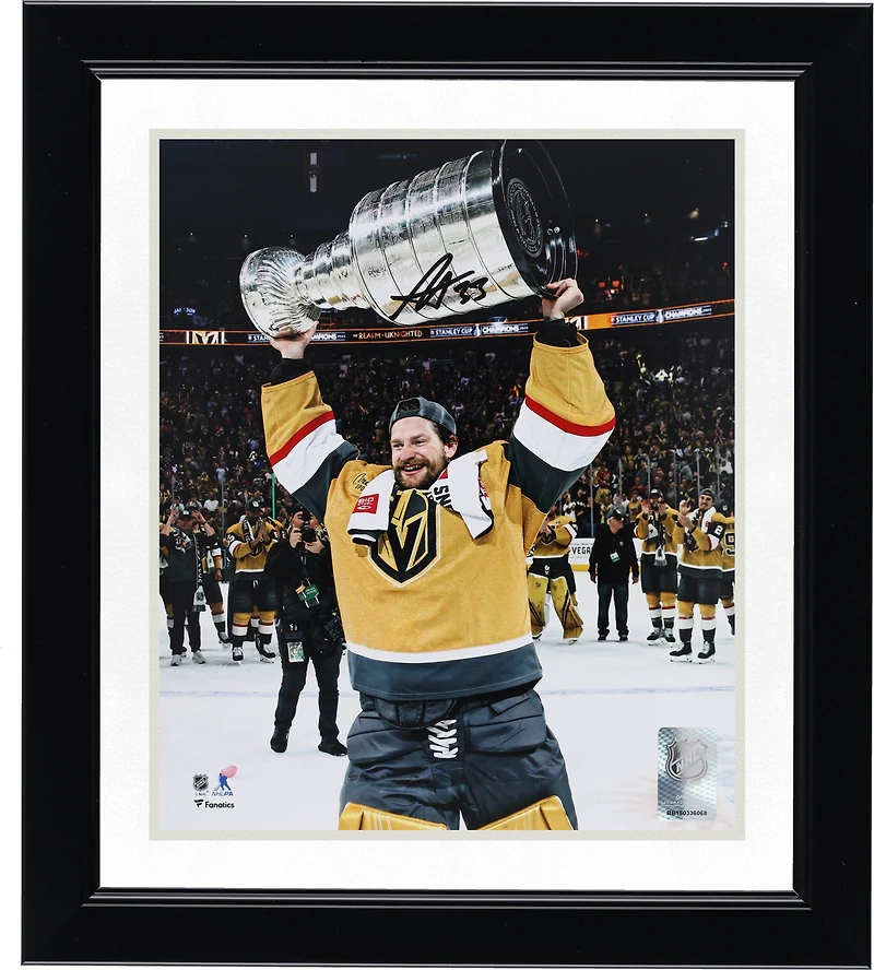 Adin Hill Vegas Golden Knights Autographed 2023 Stanley Cup Champions 8" x 10" Raising Cup Photograph