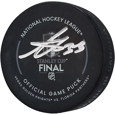 Rondelle de match officielle autographiée par Adin Hill Vegas Golden Knights pour la finale de la Coupe Stanley 2023