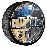 Rondelle de hockey autographiée par Adin Hill des Golden Knights de Vegas, champions de la Conférence Ouest 2026
