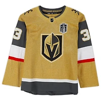 Maillot authentique adidas doré autographié par Adin Hill Vegas Golden Knights avec patch de la Coupe Stanley