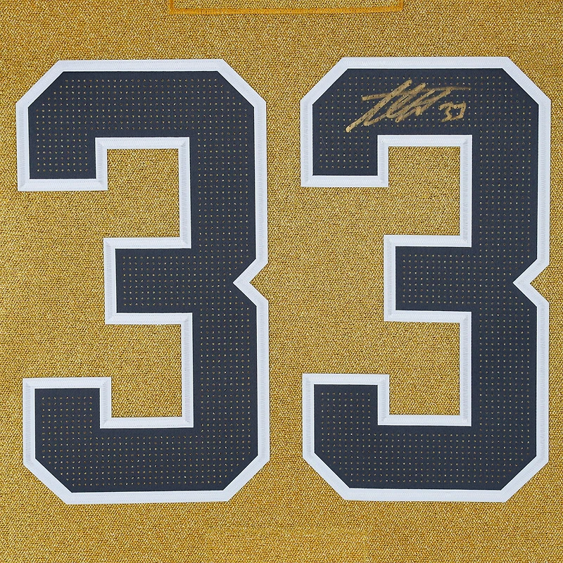 Maillot authentique adidas doré autographié par Adin Hill Vegas Golden Knights avec patch de la Coupe Stanley