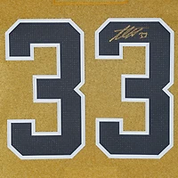 Maillot authentique adidas doré autographié par Adin Hill Vegas Golden Knights avec patch de la Coupe Stanley