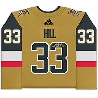 Maillot authentique adidas doré autographié par Adin Hill Vegas Golden Knights avec patch de la Coupe Stanley