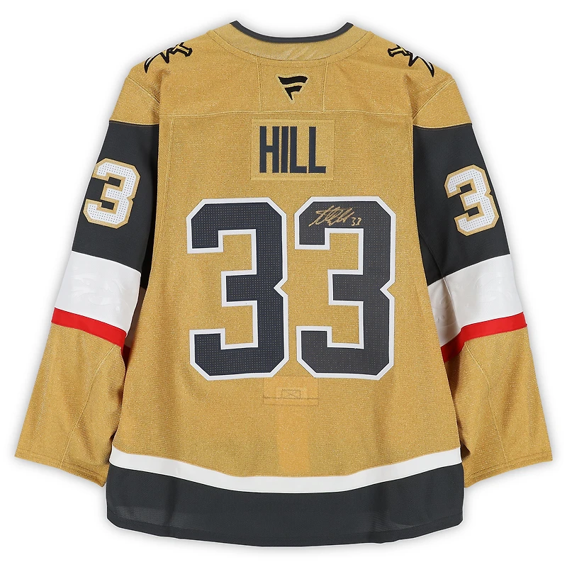 Maillot professionnel Fanatics Authentic doré autographié d'Adin Hill, des Golden Knights de Vegas